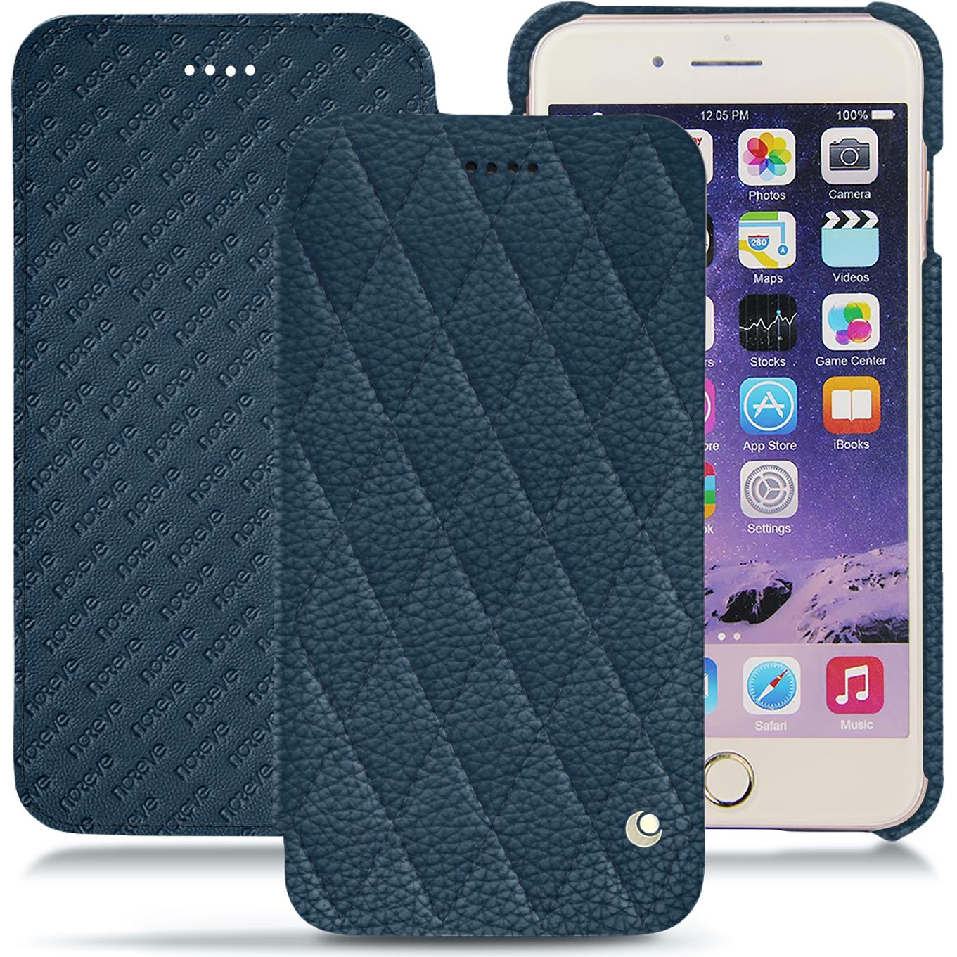 Noreve Lederschutzhülle horizontal (Apple iPhone 7 Plus), Smartphone Hülle, Blau