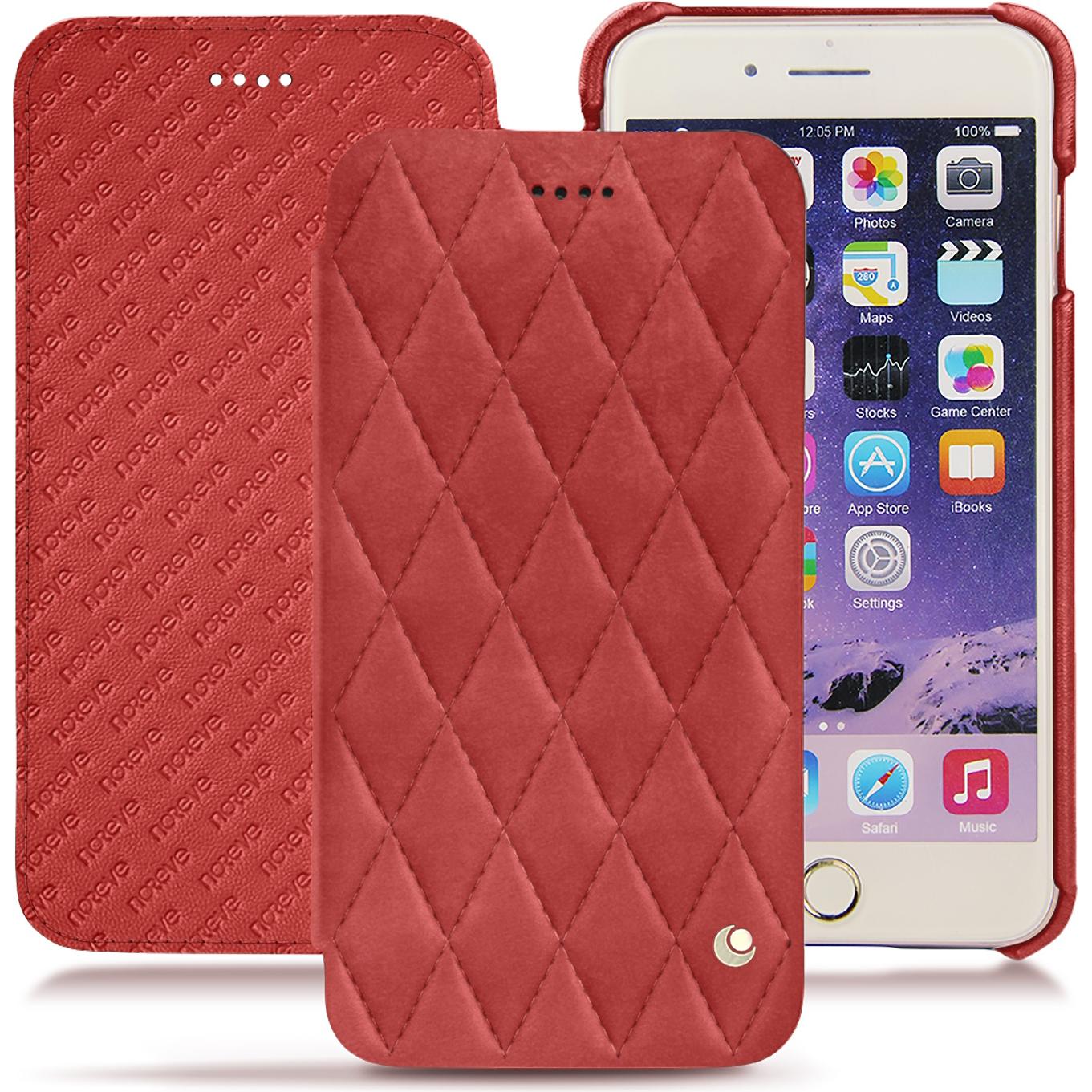 Noreve Lederschutzhülle horizontal (Apple iPhone 7 Plus), Smartphone Hülle, Rot