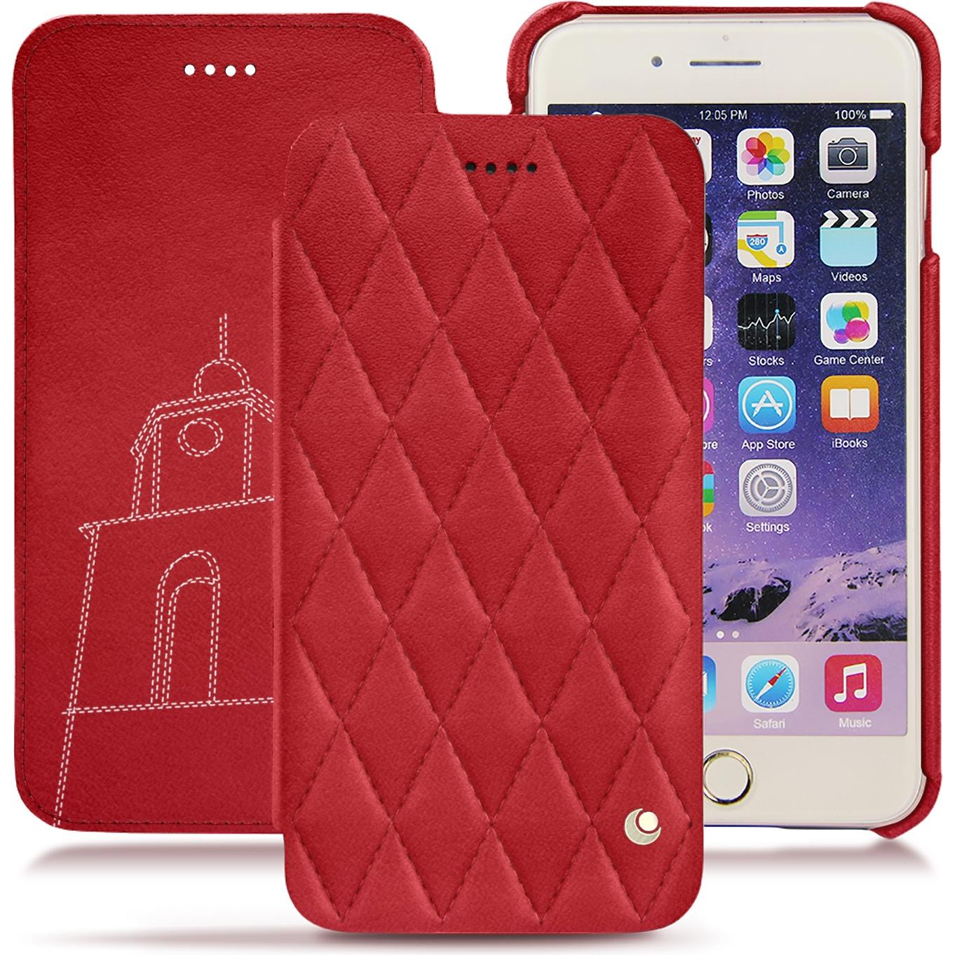 Noreve Lederschutzhülle horizontal (Apple iPhone 7 Plus), Smartphone Hülle, Rot