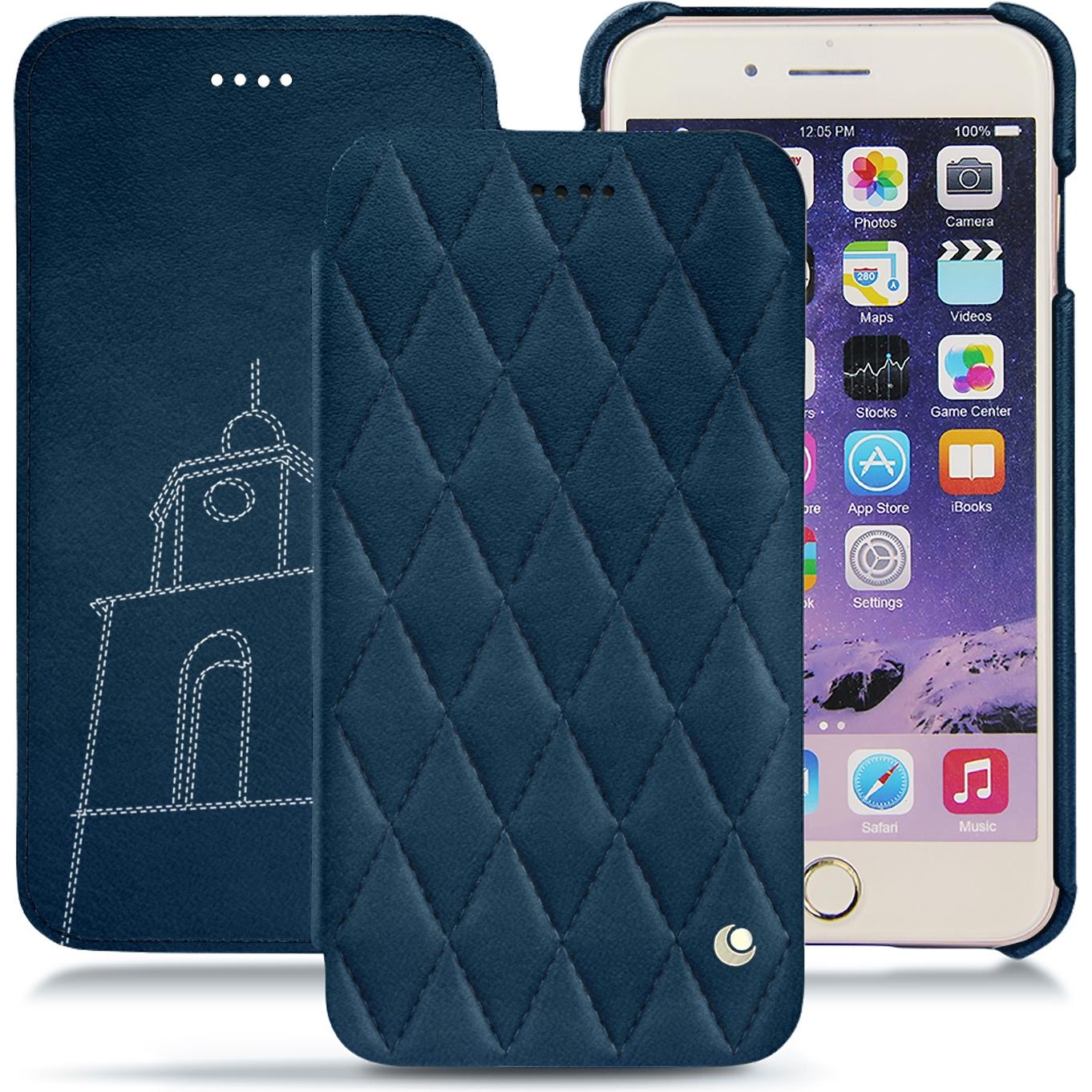 Noreve Lederschutzhülle horizontal (Apple iPhone 7 Plus), Smartphone Hülle, Blau