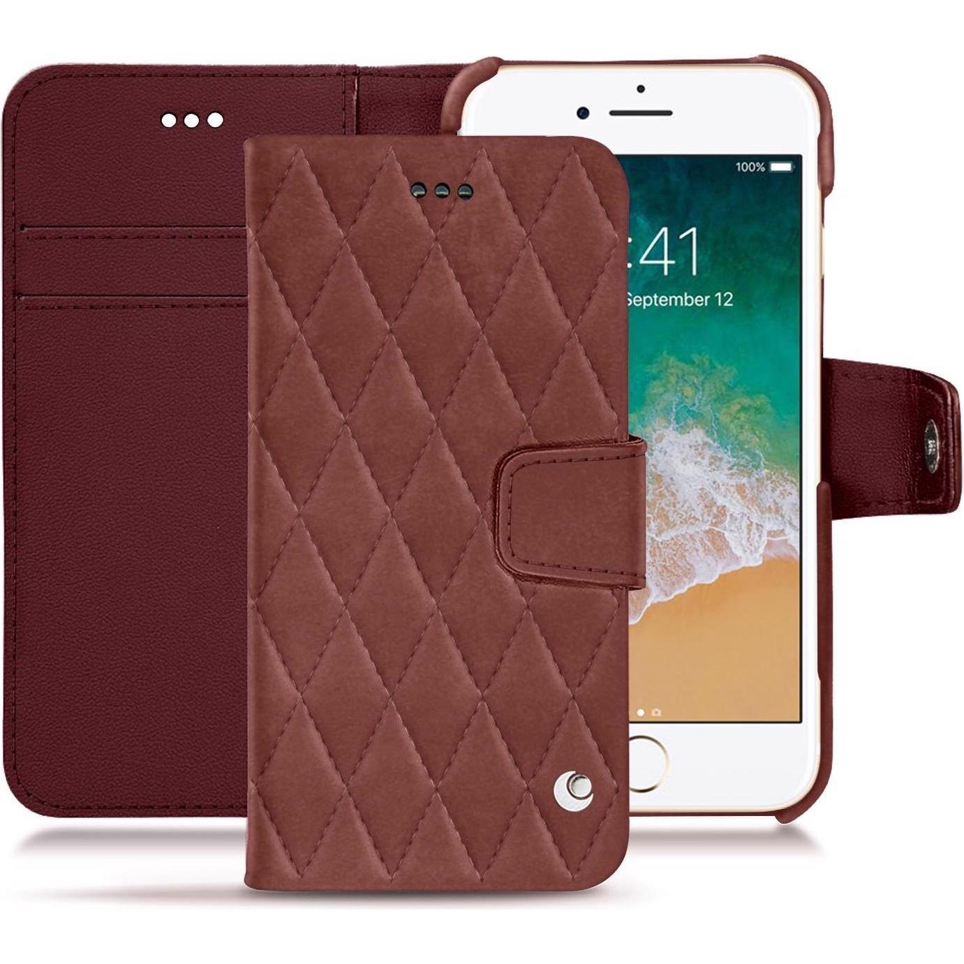 Noreve Lederschutzhülle Wallet (Apple iPhone 7), Smartphone Hülle, Rot