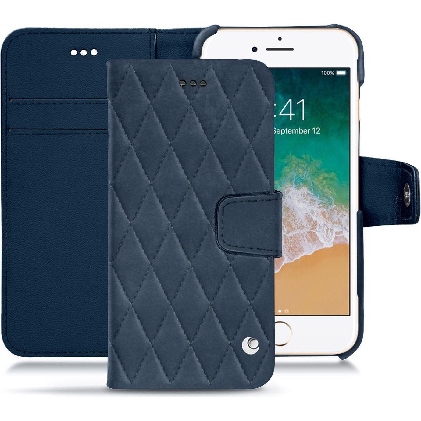 Noreve Lederschutzhülle Wallet (Apple iPhone 7), Smartphone Hülle, Blau