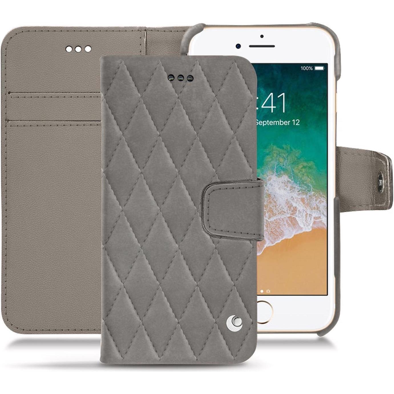 Noreve Lederschutzhülle Wallet (Apple iPhone 7), Smartphone Hülle, Grau