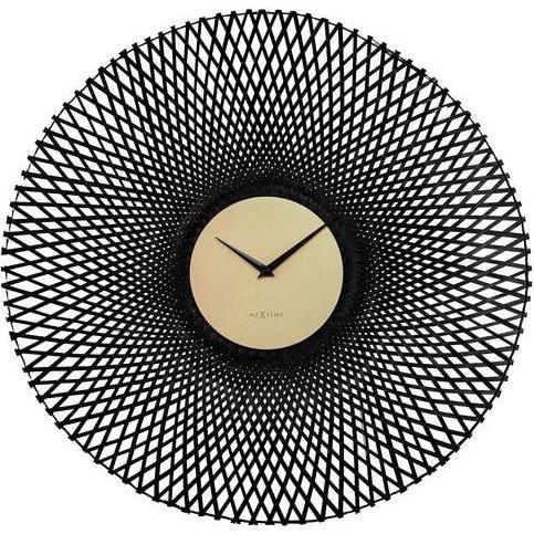 Nextime, Orologio da parete, Wanduhr 60 cm Bambus Schwarz/Braun leise naturgewebt