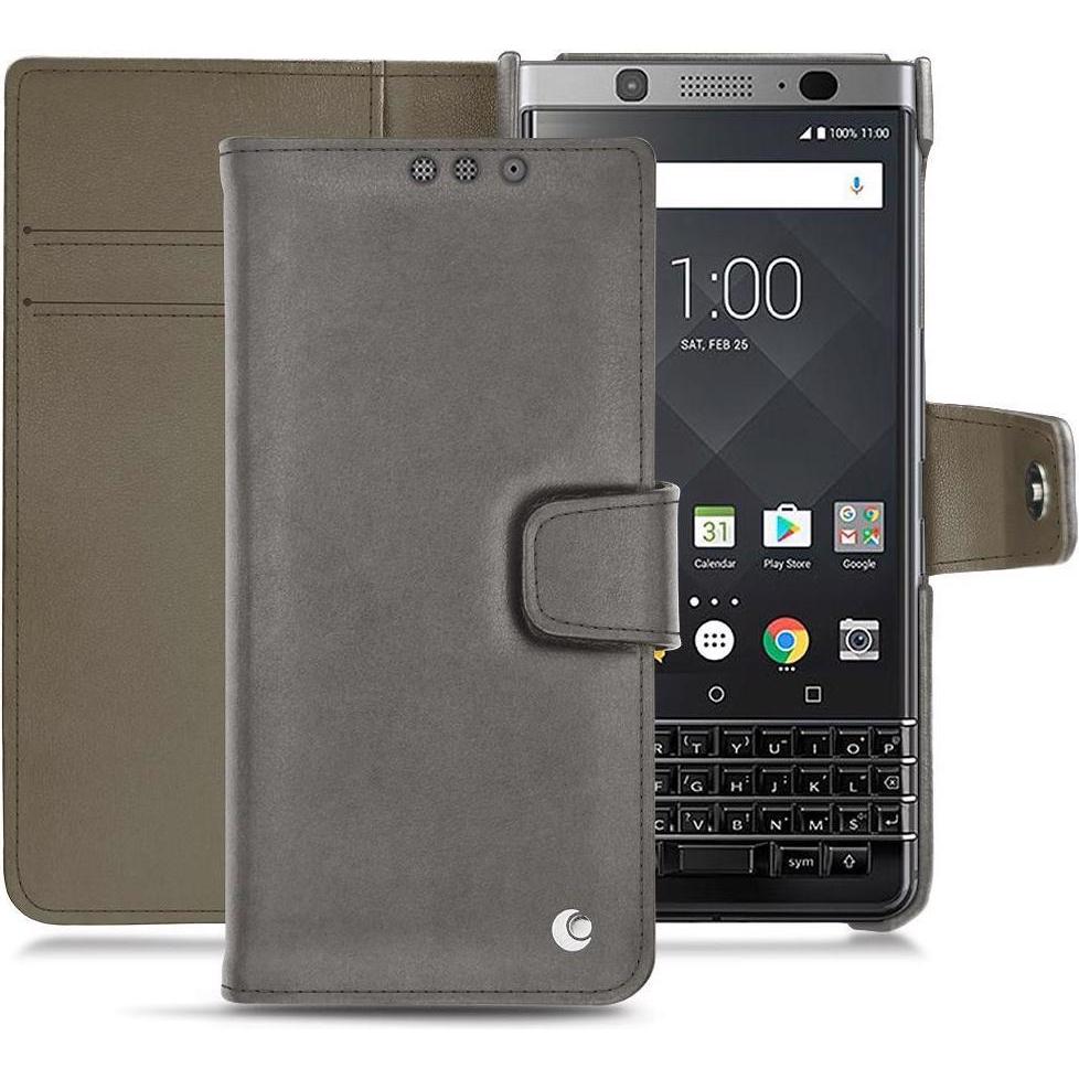 Thumbnail - Noreve Lederschutzhülle Wallet (Blackberry KEYone), Smartphone Hülle, Grau