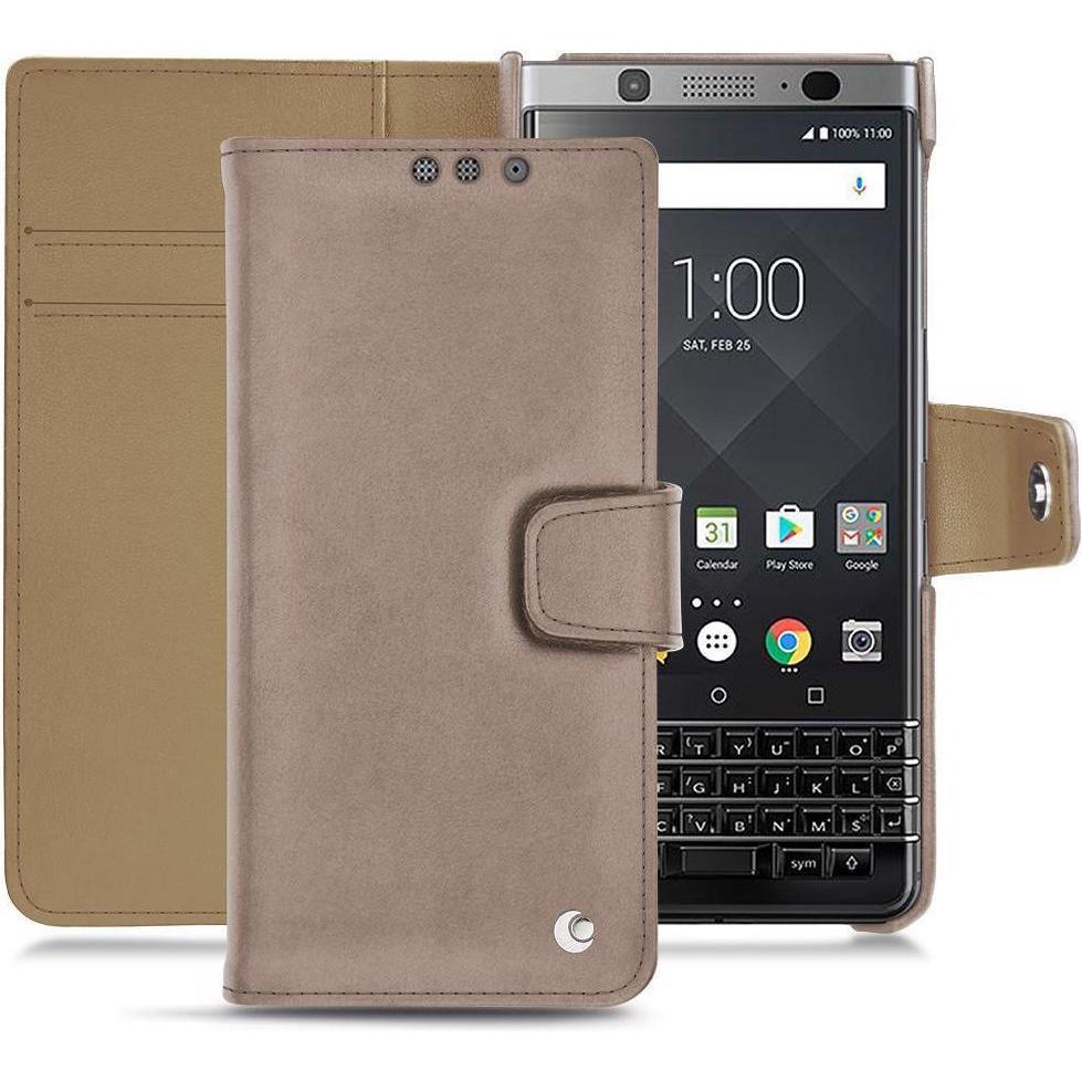 Noreve Lederschutzhülle Wallet (Blackberry KEYone), Smartphone Hülle, Beige