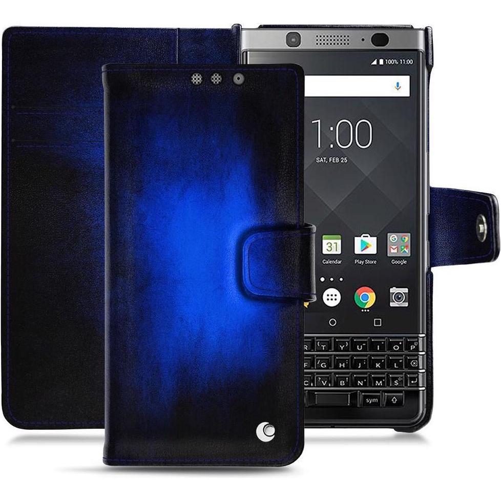 Noreve Lederschutzhülle Wallet (Blackberry KEYone), Smartphone Hülle, Blau