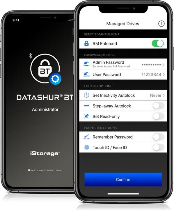 Image du produit iStorage datAshur BT - Clé USB à mémoire flash (biométrique) (128 Go, USB-A)