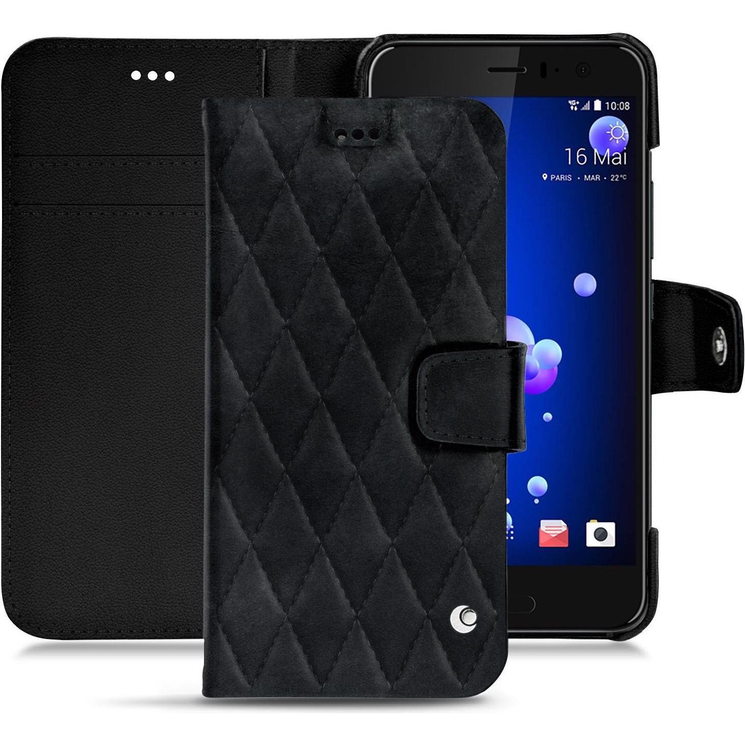 Noreve Lederschutzhülle Wallet (HTC U11), Smartphone Hülle, Schwarz