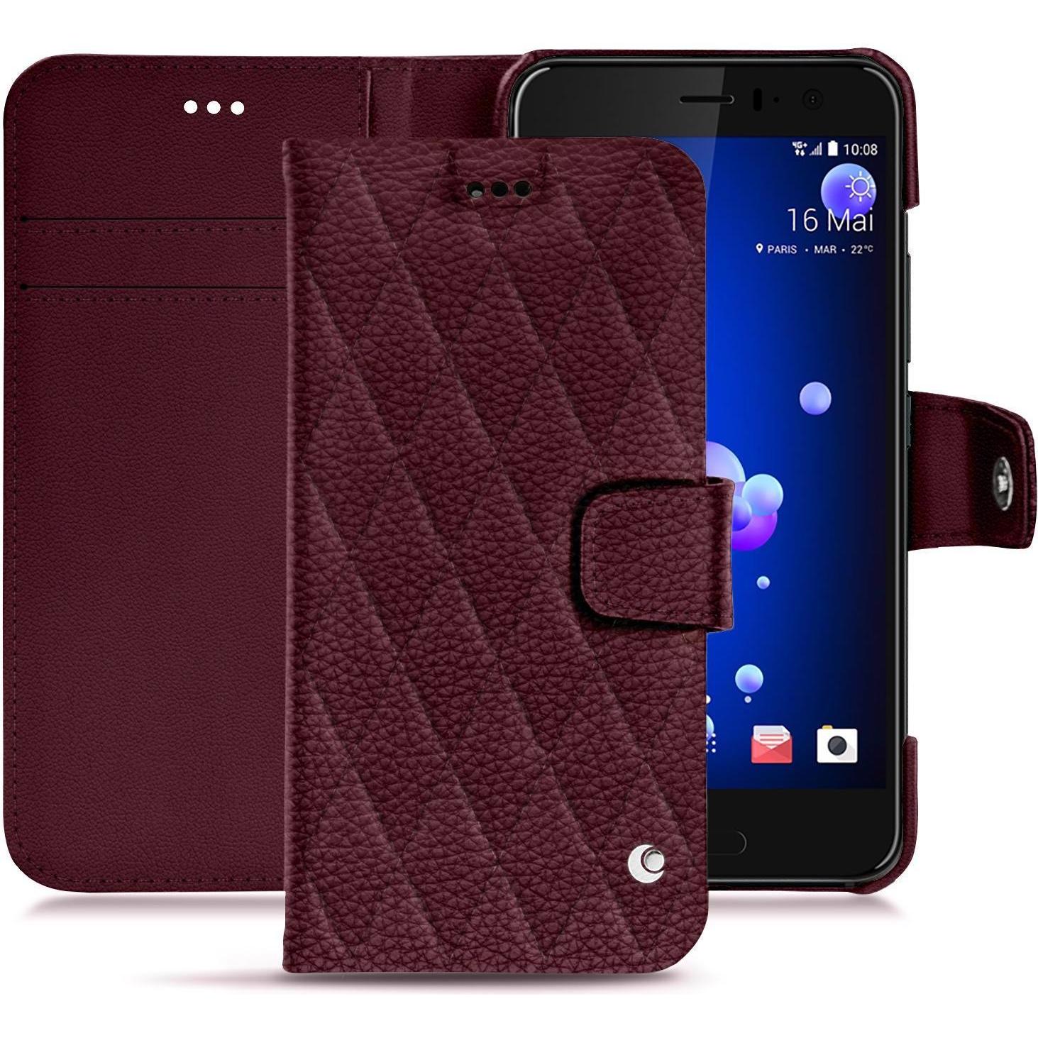 Noreve Lederschutzhülle Wallet (HTC U11), Smartphone Hülle, Violett