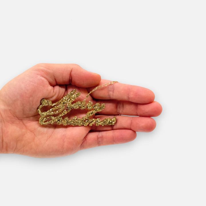 Actual product image Mon Chouchou Anhänger Merry Christmas aus Glitter, Gold, Weihnachtsbaumschmuck Weihnachten, 3er-Set (3 x)