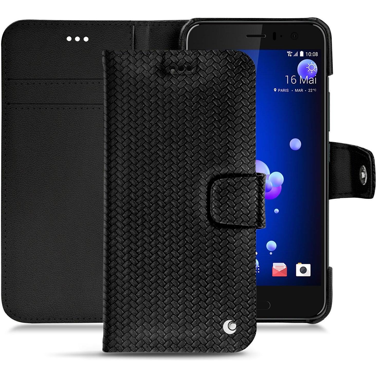 Noreve Lederschutzhülle Wallet (HTC U11), Smartphone Hülle, Schwarz