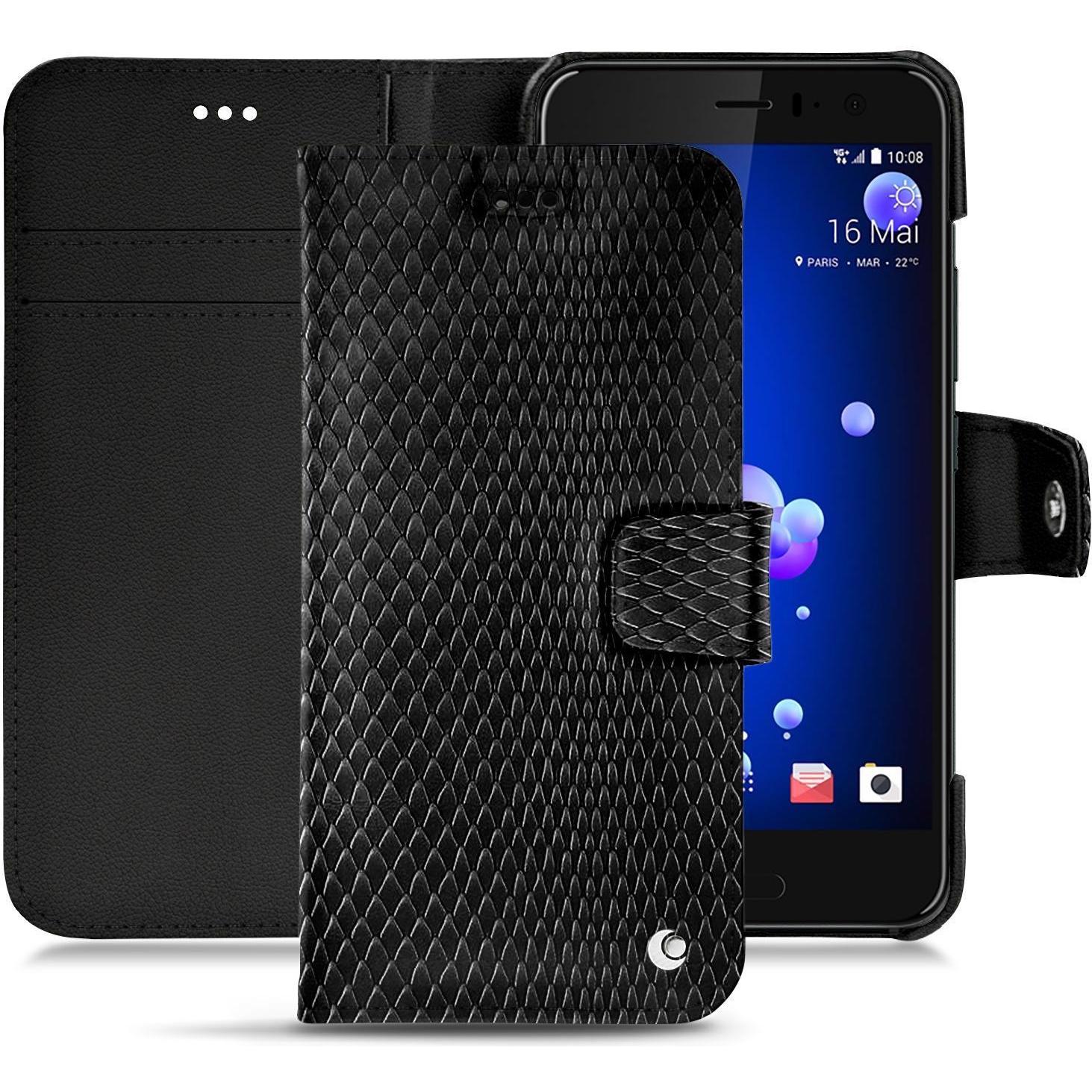Noreve Lederschutzhülle Wallet (HTC U11), Smartphone Hülle, Schwarz