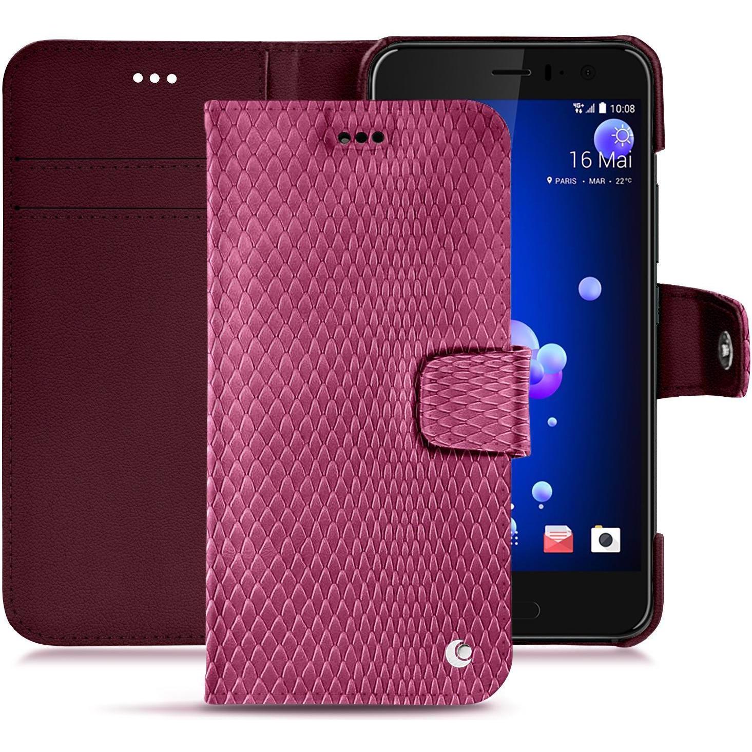 Noreve Lederschutzhülle Wallet (HTC U11), Smartphone Hülle, Rosa