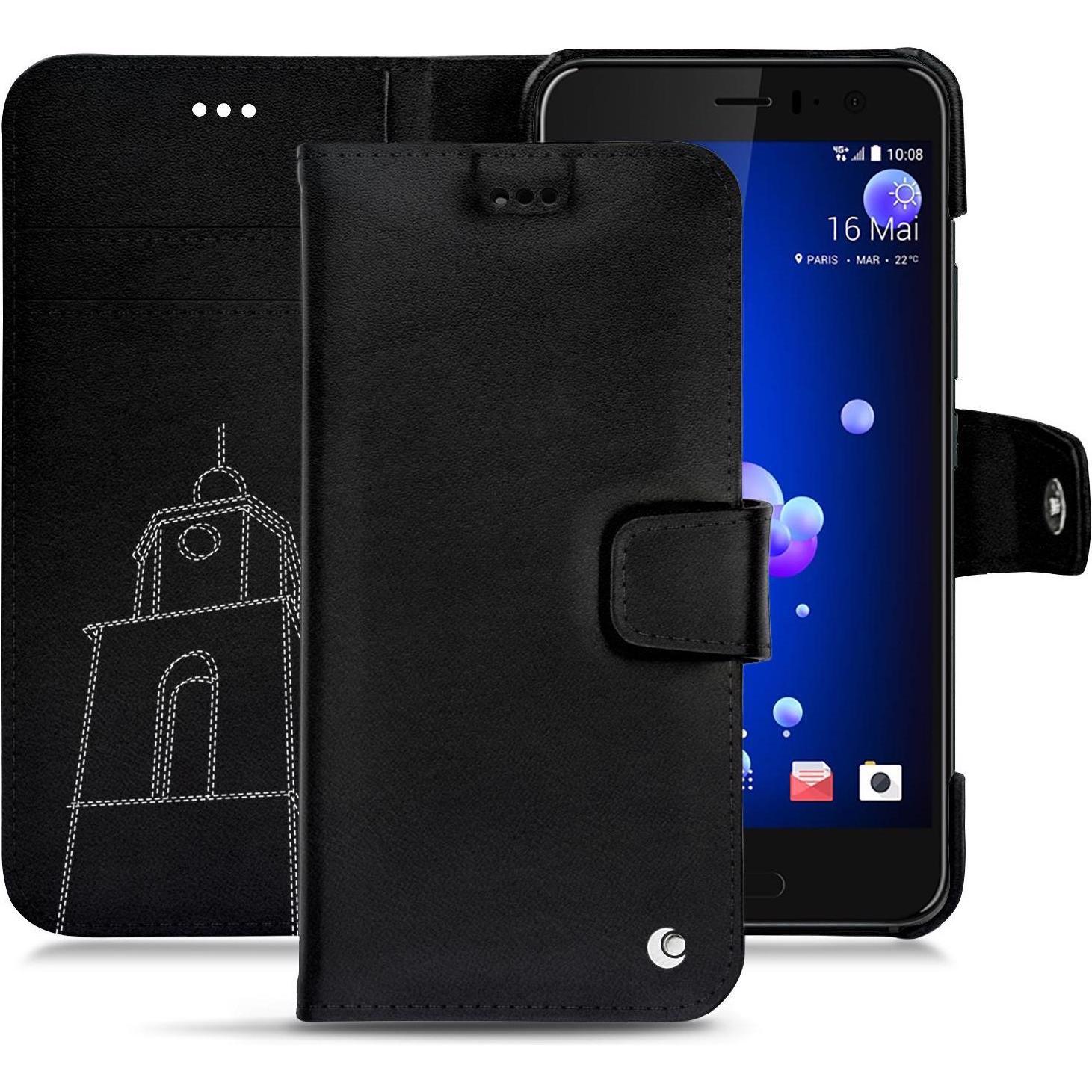 Noreve Lederschutzhülle Wallet (HTC U11), Smartphone Hülle, Schwarz
