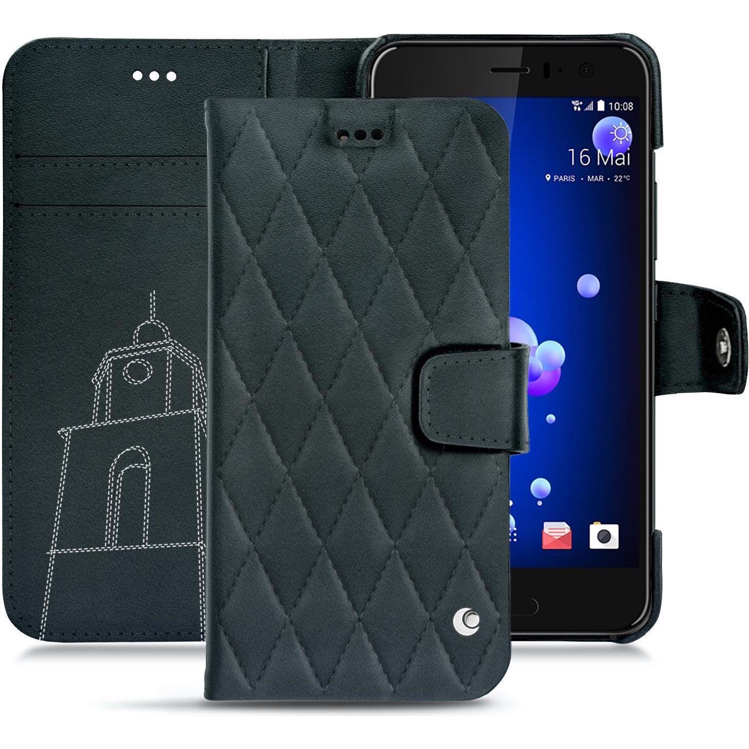 Noreve Lederschutzhülle Wallet (HTC U11), Smartphone Hülle, Blau