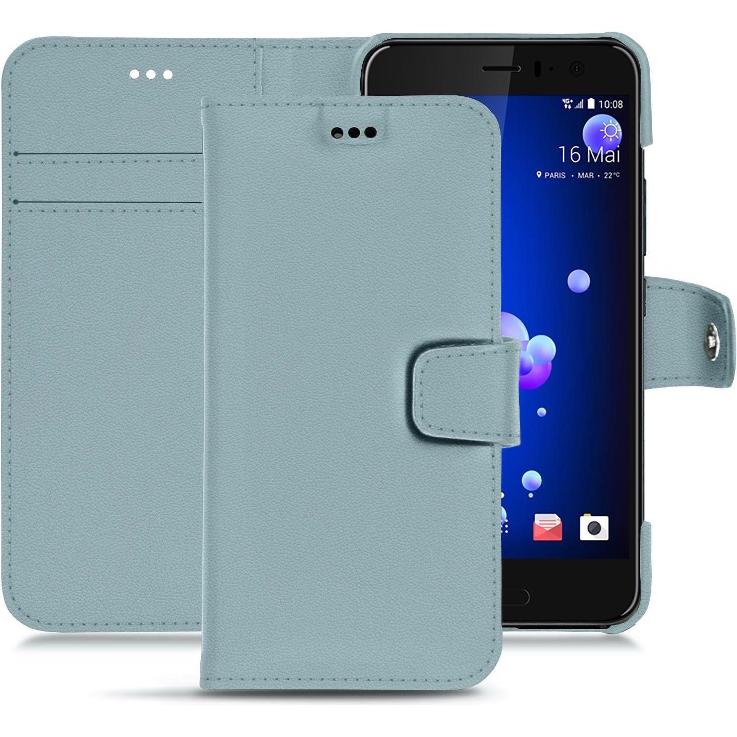 Noreve Lederschutzhülle Wallet (HTC U11), Smartphone Hülle, Blau