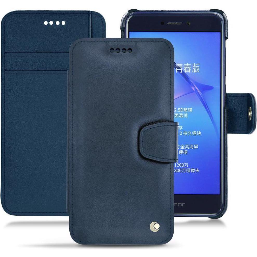 Noreve Lederschutzhülle Wallet (Huawei P8 Lite (2017)), Smartphone Hülle, Blau