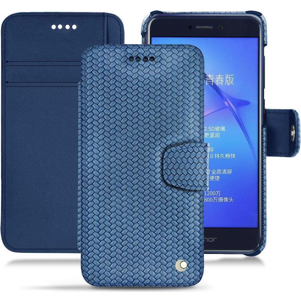 Noreve Lederschutzhülle Wallet (Huawei P8 Lite (2017)), Smartphone Hülle, Blau