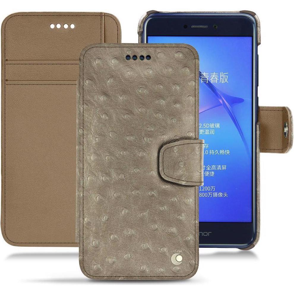 Noreve Lederschutzhülle Wallet (Huawei P8 Lite (2017)), Smartphone Hülle, Beige