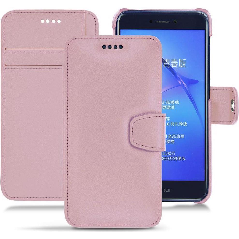Noreve Lederschutzhülle Wallet (Huawei P8 Lite (2017)), Smartphone Hülle, Rosa