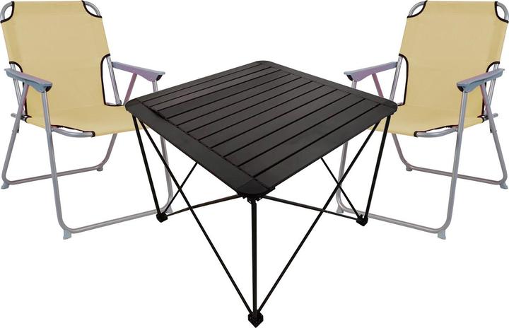Mojawo 3teiliges Campingmöbel Set Campingtisch Campingstuhl L70xB70xH56cm