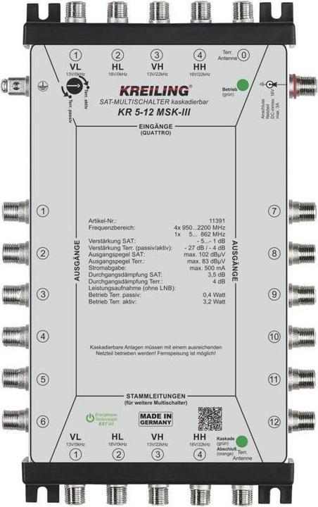 Immagine prodotto Kreiling Multiswitch in cascata 4+1Eing 12 parti KR 5-12 MSK-III (Multiinterruttori)
