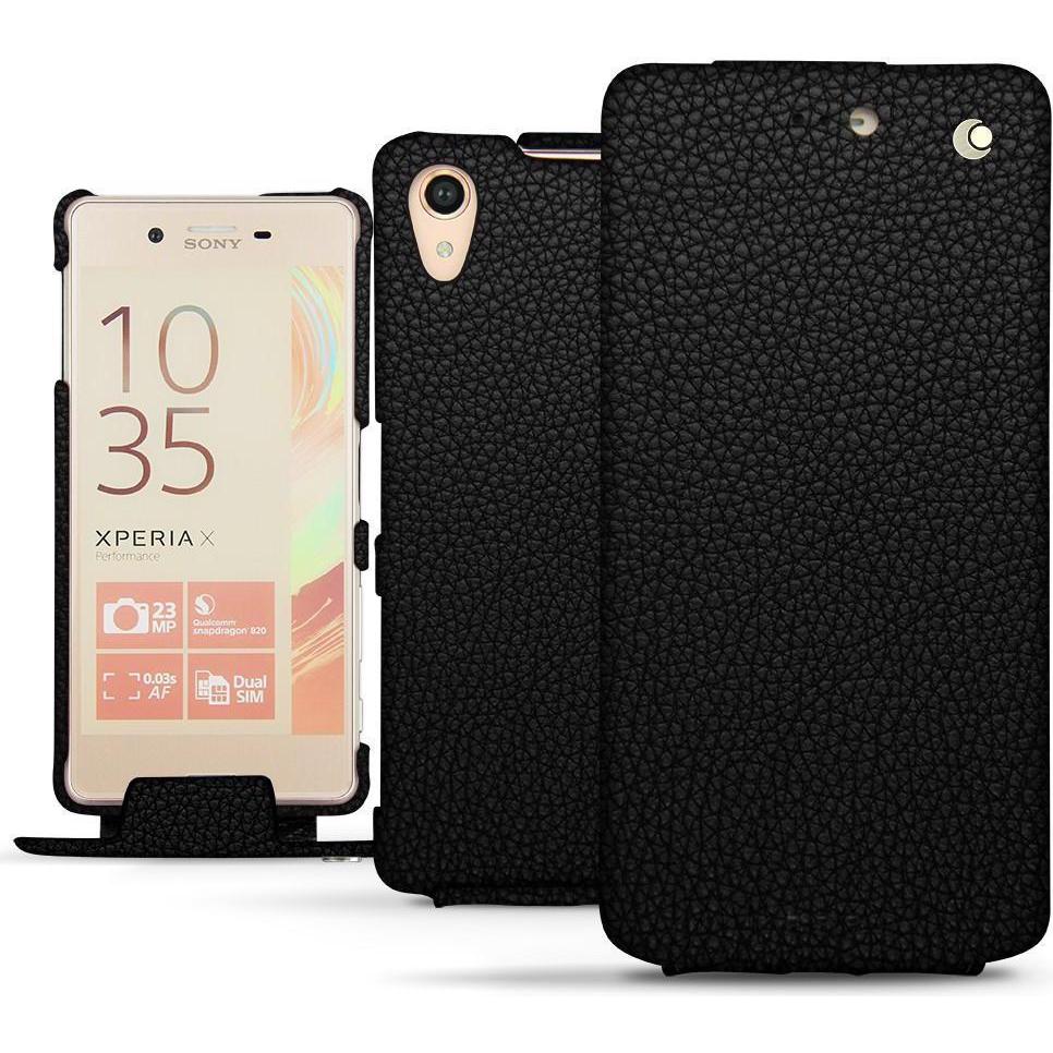 Noreve Lederschutzhülle vertikal (Sony Xperia X Performance), Smartphone Hülle, Schwarz