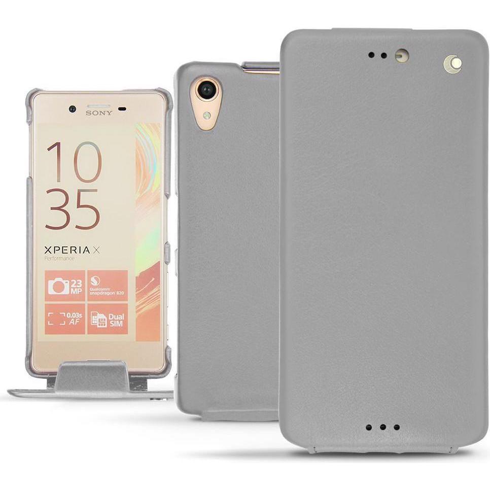 Noreve Lederschutzhülle vertikal (Sony Xperia X Performance), Smartphone Hülle, Grau