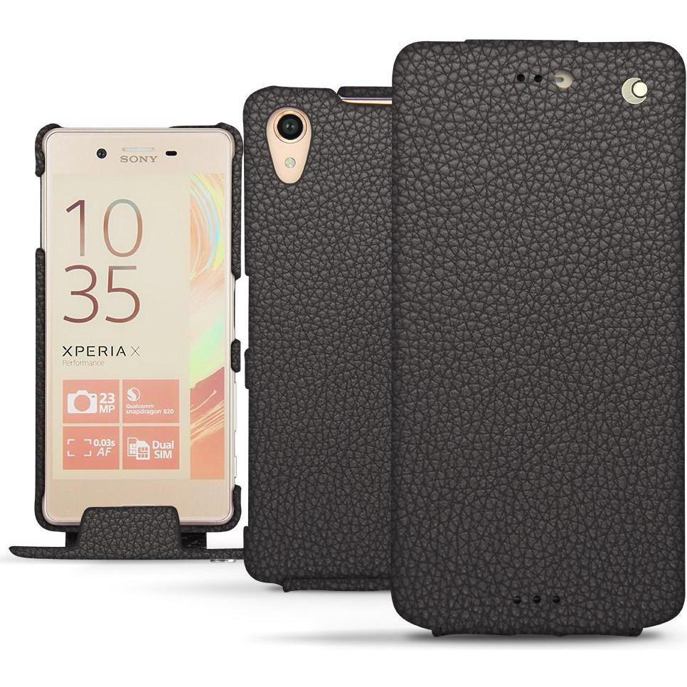 Noreve Lederschutzhülle vertikal (Sony Xperia X Performance), Smartphone Hülle, Grau