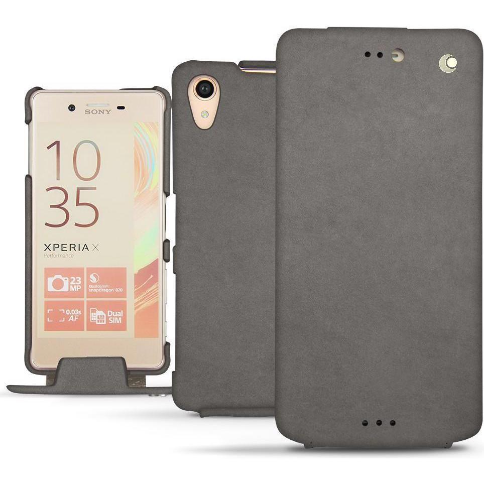 Noreve Lederschutzhülle vertikal (Sony Xperia X Performance), Smartphone Hülle, Grau