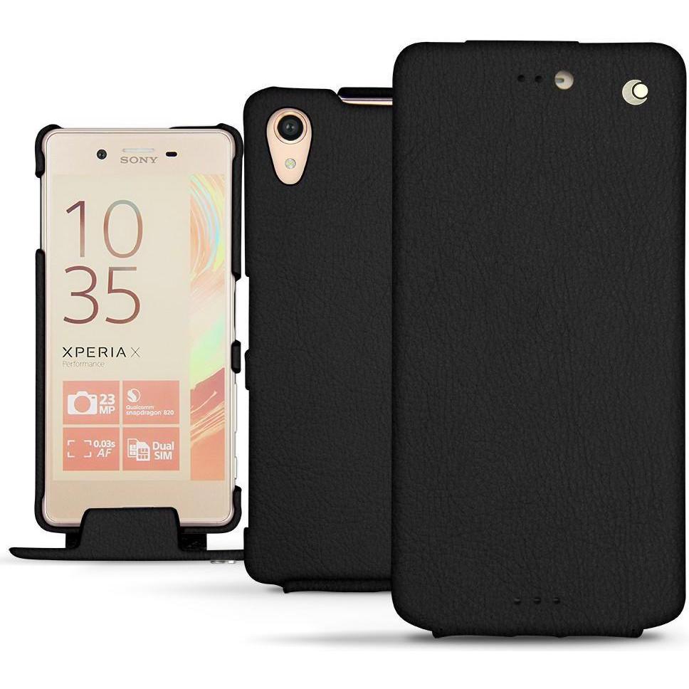 Noreve Lederschutzhülle vertikal (Sony Xperia X Performance), Smartphone Hülle, Schwarz