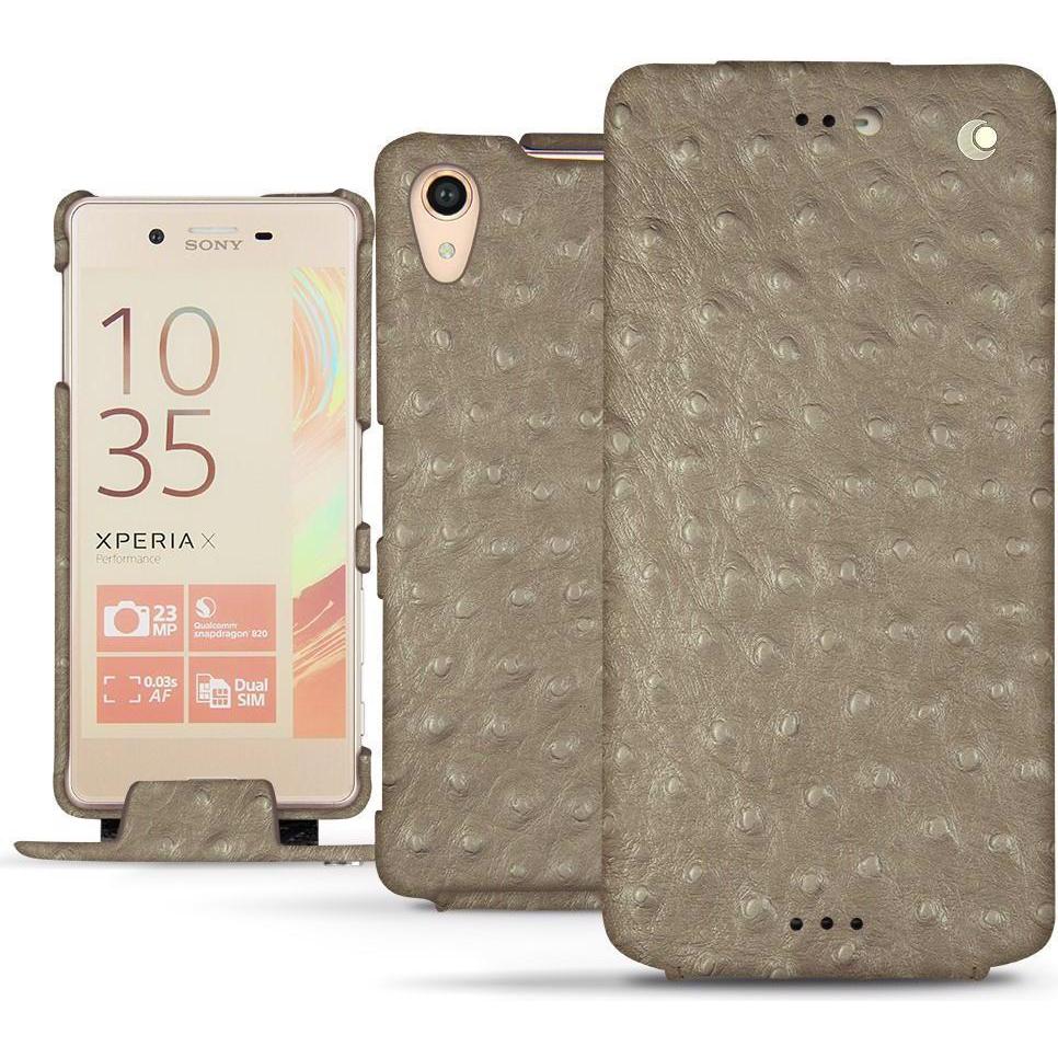 Noreve Lederschutzhülle vertikal (Sony Xperia X Performance), Smartphone Hülle, Beige
