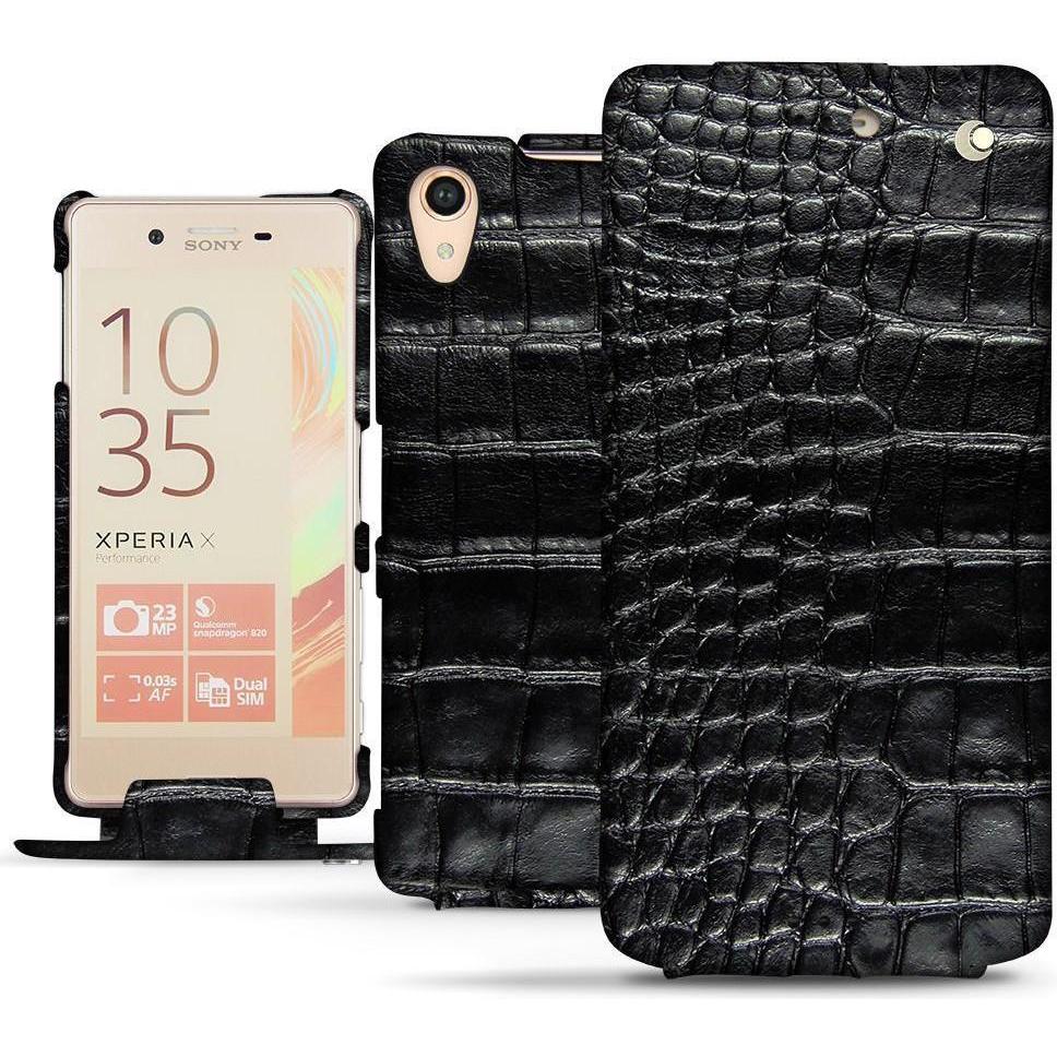 Noreve Lederschutzhülle vertikal (Sony Xperia X Performance), Smartphone Hülle, Schwarz