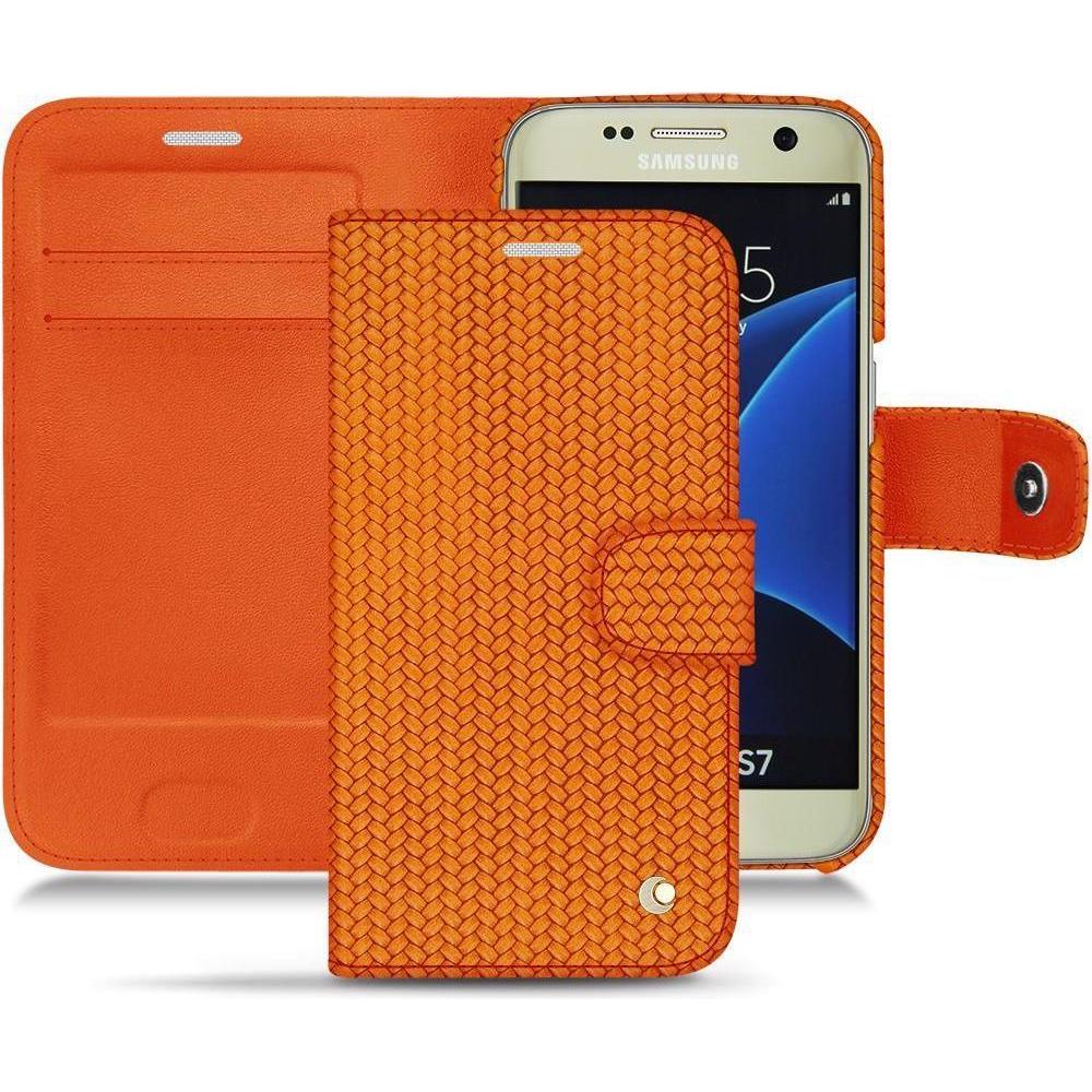 Noreve Lederschutzhülle Wallet (Samsung Galaxy S7), Smartphone Hülle, Orange