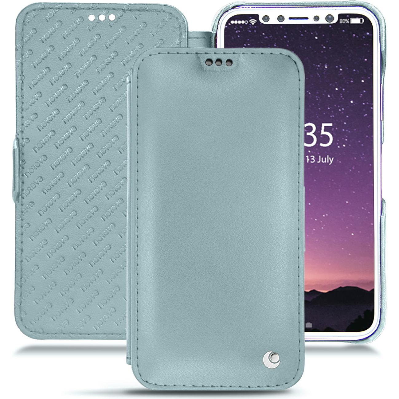 Noreve Lederschutzhülle horizontal (Apple iPhone X), Smartphone Hülle, Blau