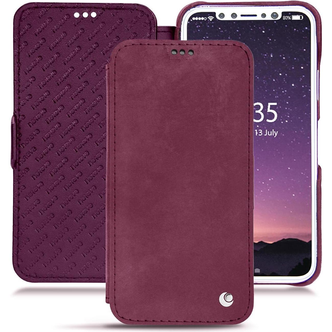 Noreve Lederschutzhülle horizontal (Apple iPhone X), Smartphone Hülle, Violett