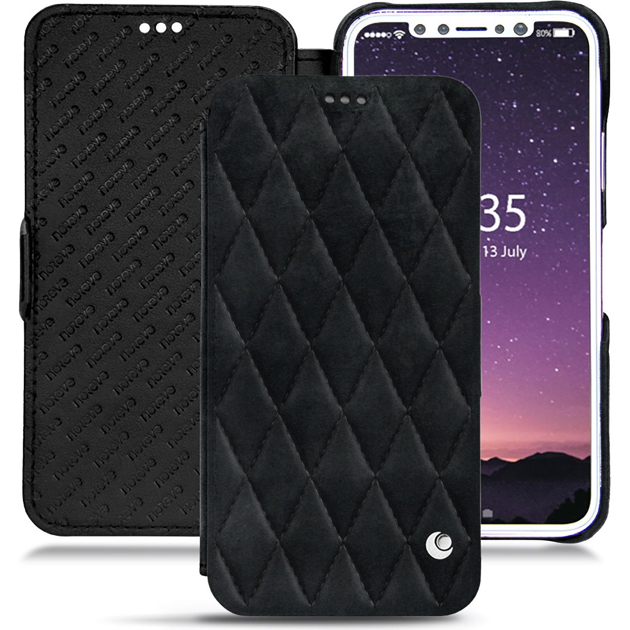 Noreve Lederschutzhülle horizontal (Apple iPhone X), Smartphone Hülle, Schwarz