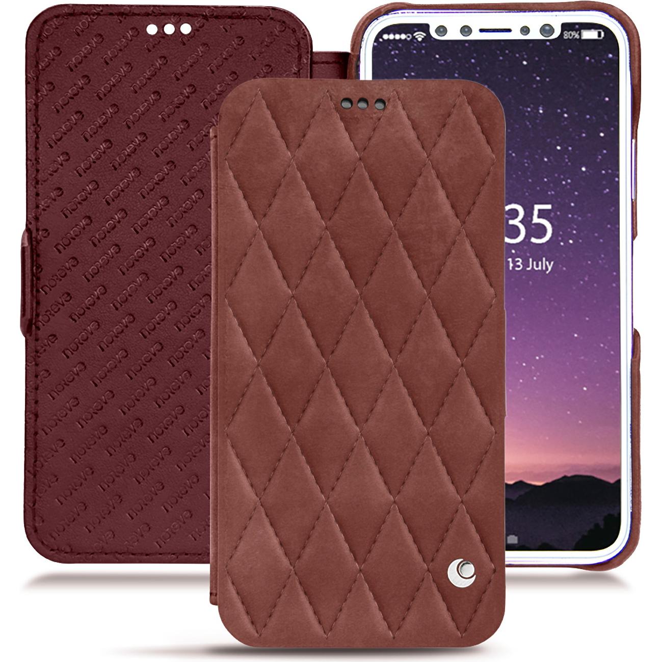 Noreve Lederschutzhülle horizontal (Apple iPhone X), Smartphone Hülle, Rot