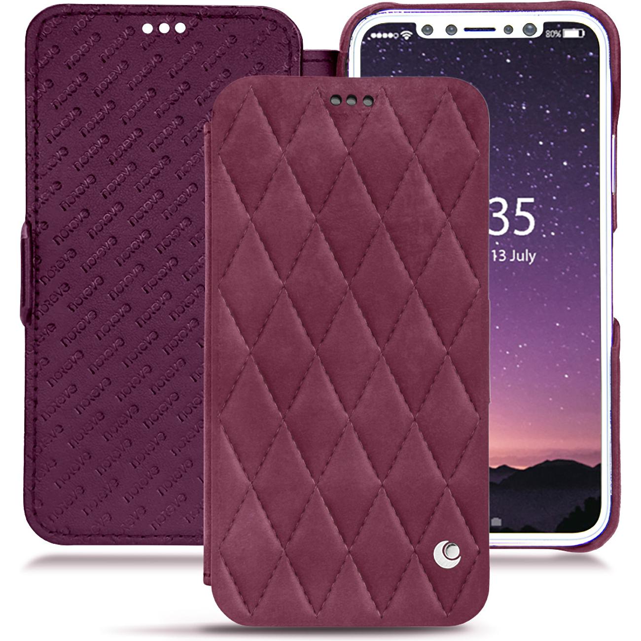 Noreve Lederschutzhülle horizontal (Apple iPhone X), Smartphone Hülle, Violett