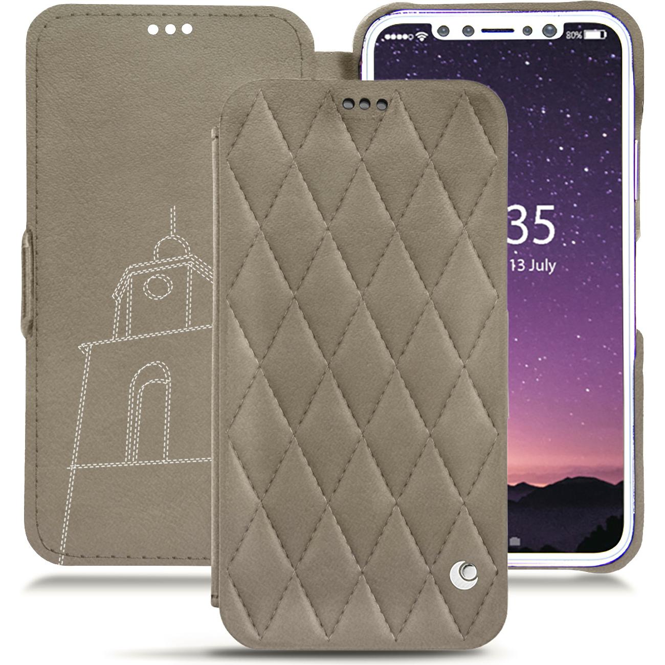 Noreve Lederschutzhülle horizontal (Apple iPhone X), Smartphone Hülle, Beige