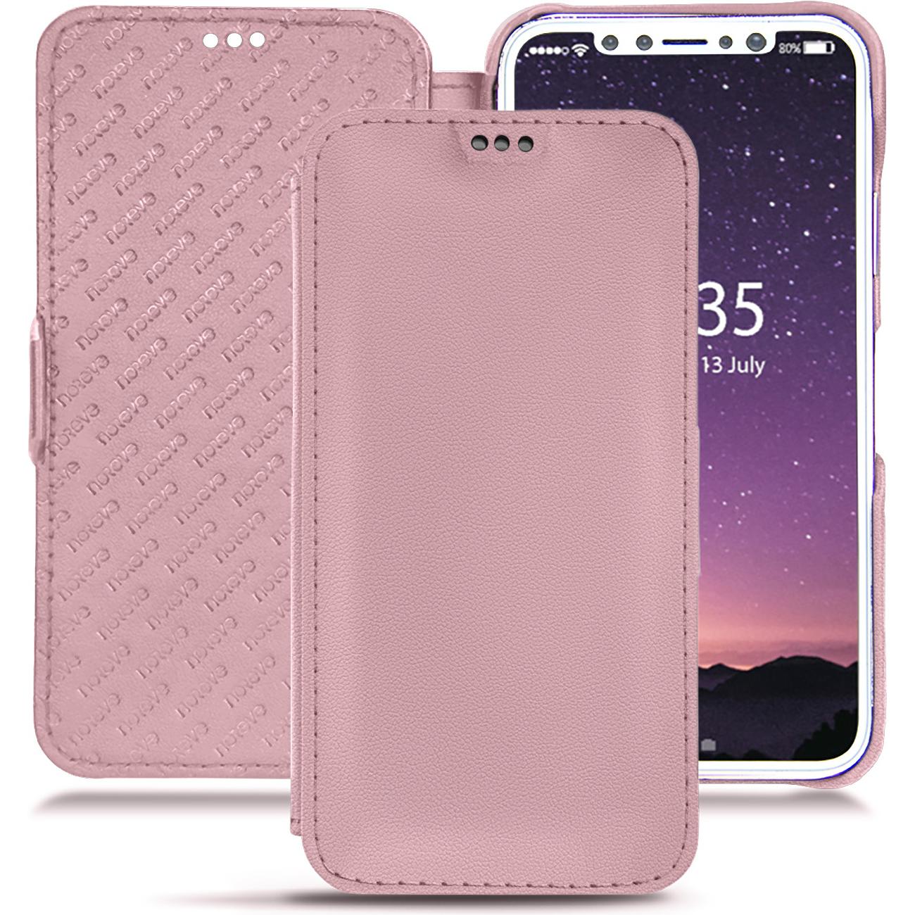 Noreve Lederschutzhülle horizontal (Apple iPhone X), Smartphone Hülle, Rosa
