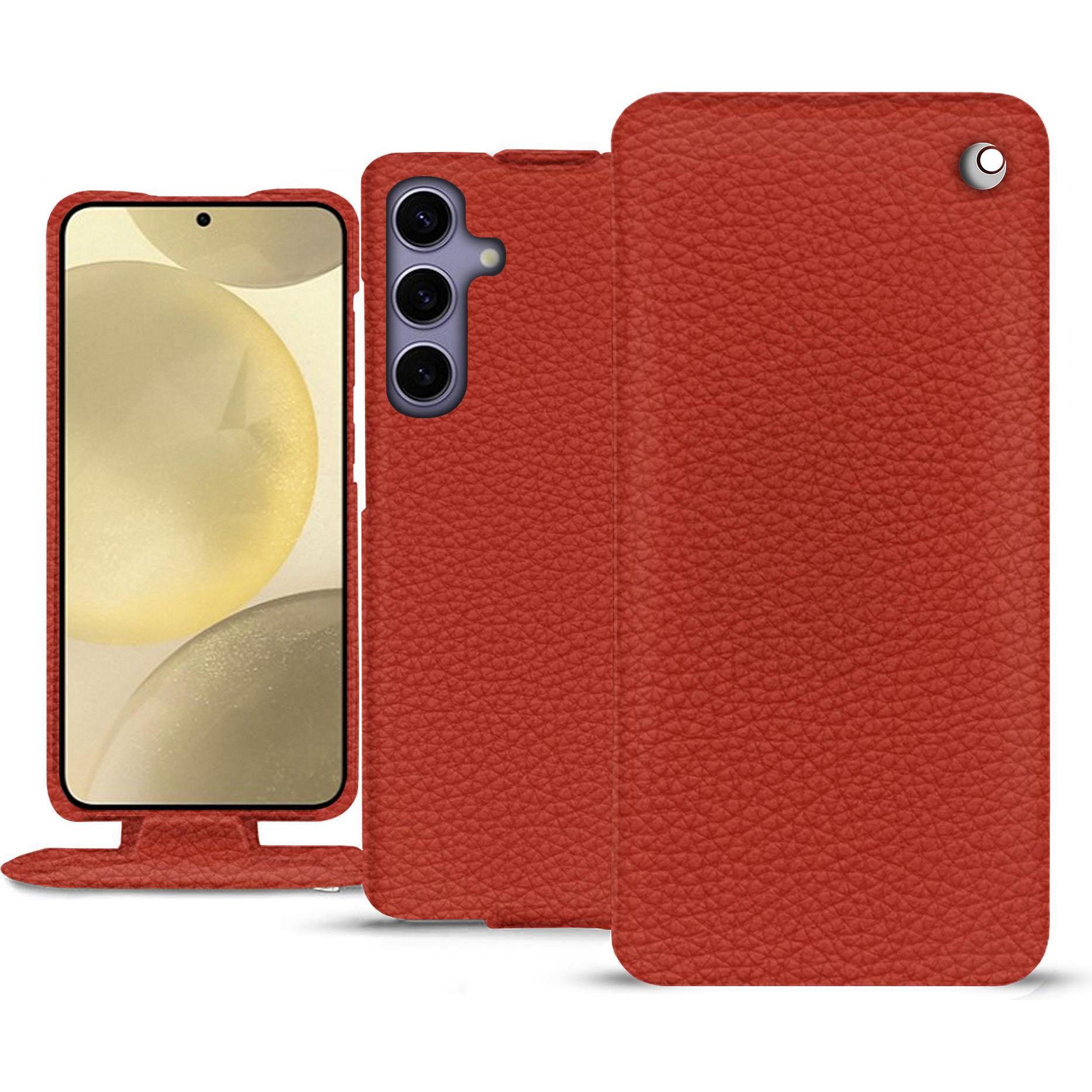 Noreve Lederschutzhülle vertikal (Samsung Galaxy S24+), Smartphone Hülle, Orange