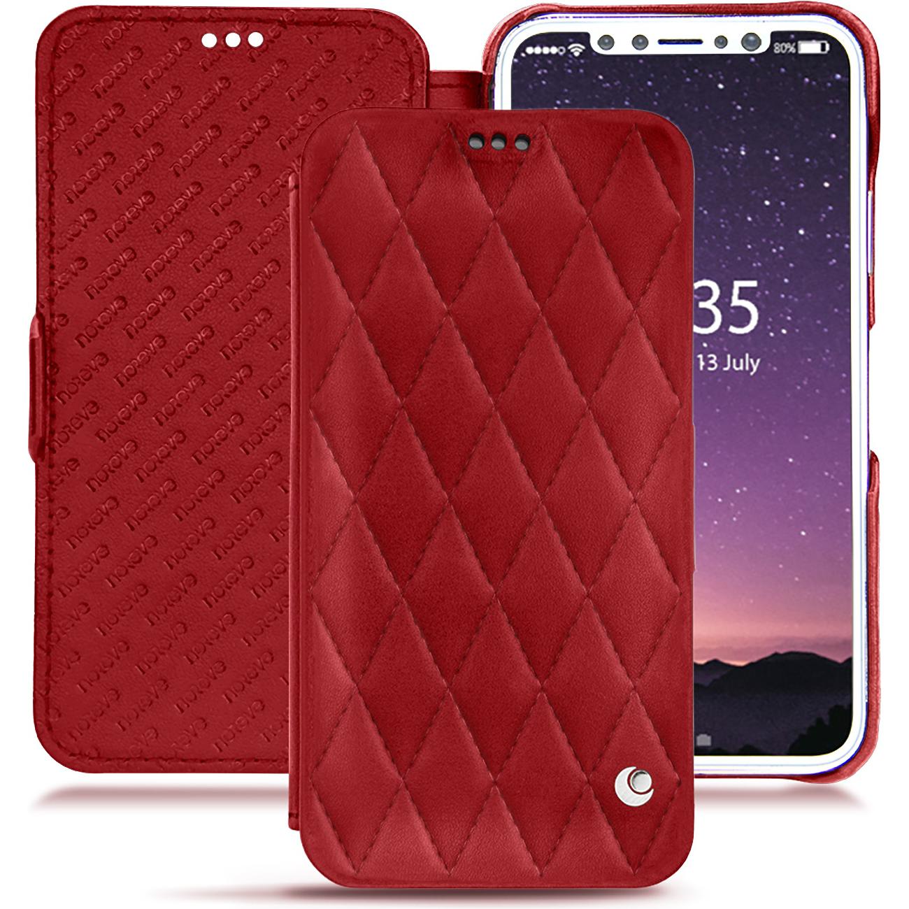 Noreve Lederschutzhülle horizontal (Apple iPhone X), Smartphone Hülle, Rot