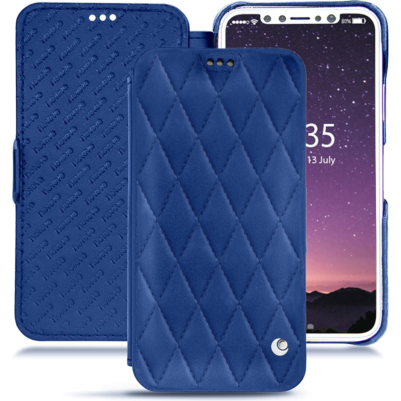 Noreve Lederschutzhülle horizontal (Apple iPhone X), Smartphone Hülle, Blau