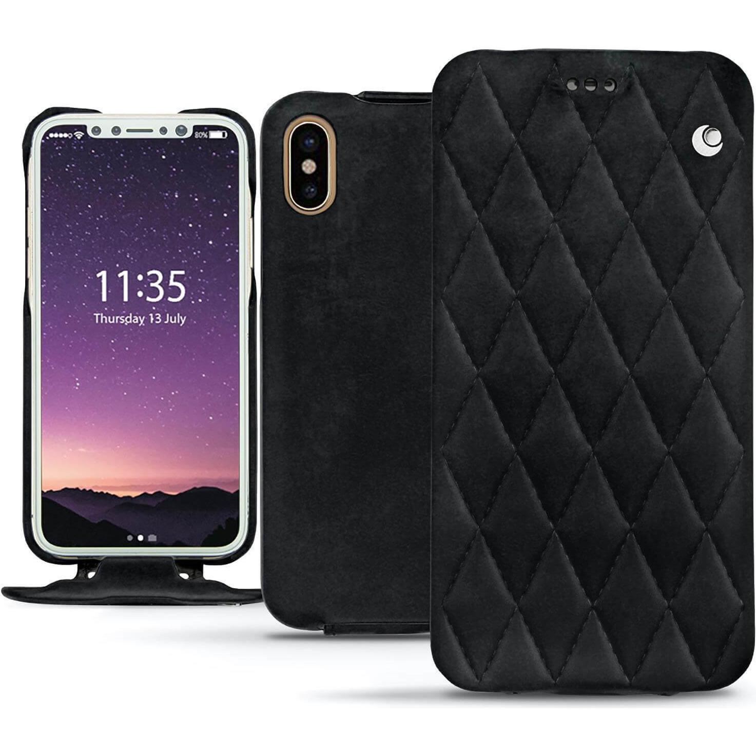 Noreve Lederschutzhülle vertikal (Apple iPhone X), Smartphone Hülle, Schwarz