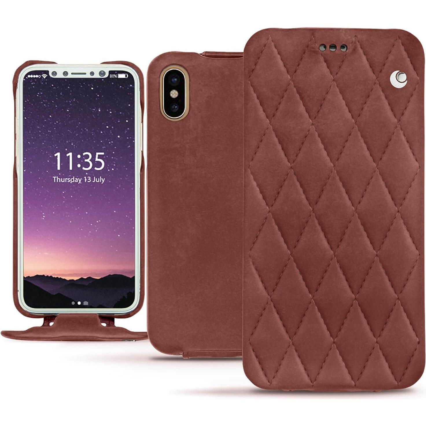 Noreve Lederschutzhülle vertikal (Apple iPhone X), Smartphone Hülle, Rot