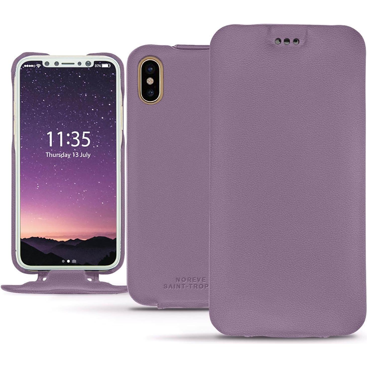 Noreve Lederschutzhülle vertikal (Apple iPhone X), Smartphone Hülle, Violett