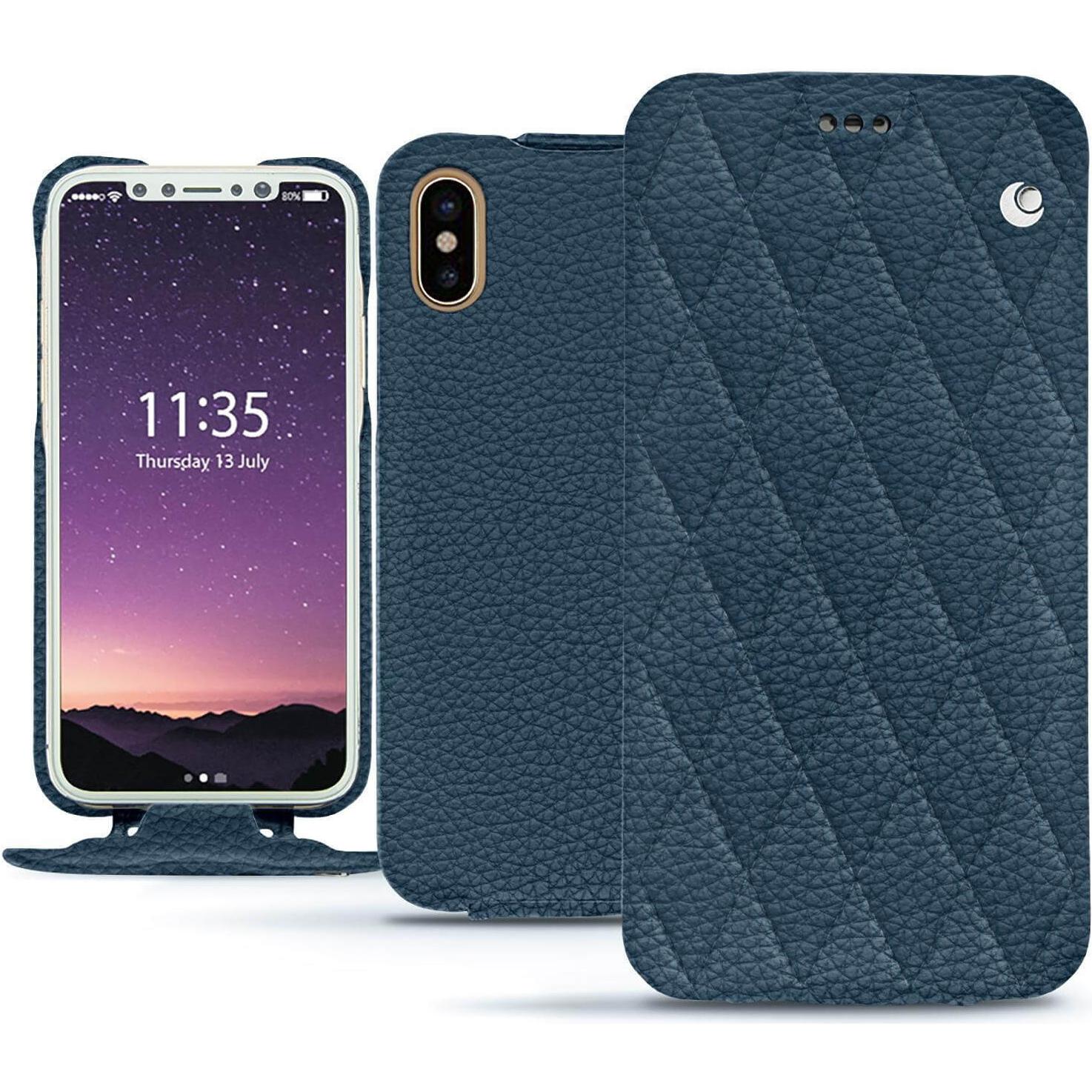 Thumbnail - Noreve Lederschutzhülle vertikal (Apple iPhone X), Smartphone Hülle, Blau