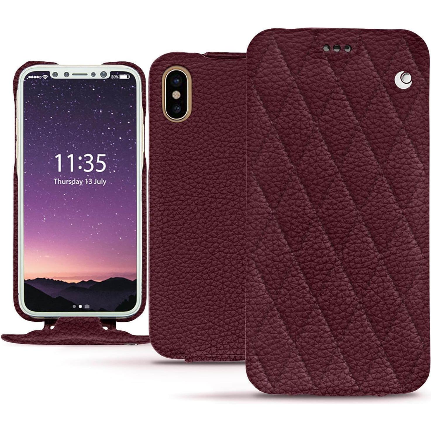 Noreve Lederschutzhülle vertikal (Apple iPhone X), Smartphone Hülle, Violett